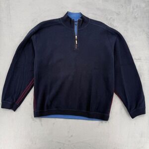 Tommy‎ Bahama Flip Coast Reversible Sweater Blue 1/4 Zip Casual Resort Men L